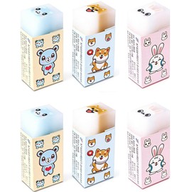 Erasers, Set of 6, Erases, Cute, Popular, Stationery, Easy to Carry, Elementary Schools, Middle School Students, Writing Tools, Studying, Drawing