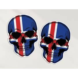 2 x 10cm Iceland Skull Stickers - Icelandic Europe Flag Travel Holiday Pirate Funny Kids Girls Boys Men Women Scrapbook Sticker #82063