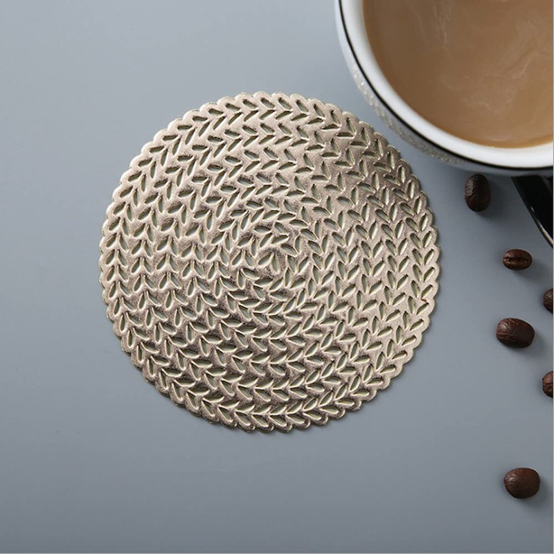6 Pieces Coasters PVC Insulation Pads Mats Hollowed-Out Round Coasters