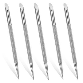 Toenail Cleaner Tool 5 Pack - Stainless Steel Cuticle Pusher & Dead Skin Remover, Professional Pedicure Kit for Fingernails/Toenails with Nail Polish Peeler & Portable Cleaner