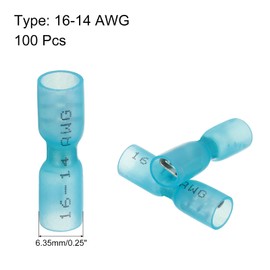 sourcing map 100PCS Female Spade Connector, 16-14 AWG Quick Disconnect Wire Connector Crimp Terminal Waterproof Insulated for Automotive Marine, Blue