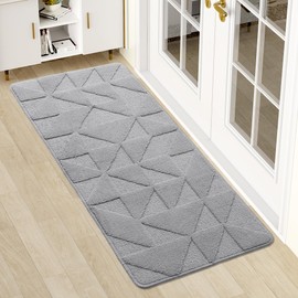 OLANLY Door Mats Indoor, Non-Slip, Absorbent, Dirt Resist, Entrance Washable Mat, Low-Profile Inside Entry Doormat for Entryway (47x20 inches, Grey)