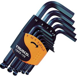 TRUSCO TBRS-12S Ball Point Hex Key Set, Short Type, Set of 12