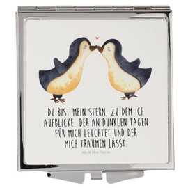 Mr. & Mrs. Panda Handtaschenspiegel quadratisch Pinguin Liebe - Geschenk, Pärchen. Liebespaar, Pärchen, Verlobung, Freundin, Schminkspiegel,