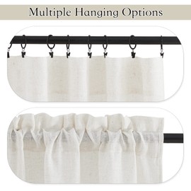 RYB HOME Bathroom Linen Blend Curtains for Small Short Windows, Light Filtering Durability Farmhouse Linen Semi Sheer Curtains for Bedroom Cafe Kitchen, W 42 x L 30 inches, Linen, 2 Panels
