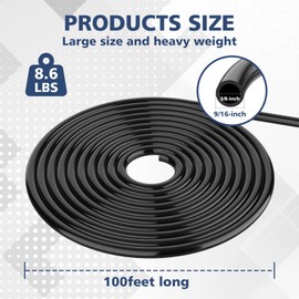 Generic Self-sinking weighted aeration hose, 100ft pond aerator hose kit with 8 stainless steel hose clamps and 4 patchers for pond, aquaculture, fountain underwater aeration hose, Black, YTBQG77