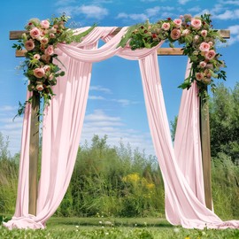 Loopiske Blush Pink Wedding Arch Draping Fabric 1 Panel 29" x 6.5 Yards Sheer Backdrop Curtains Chiffon Drapery for Wedding Ceremony Birthday Party Ceiling Outdoor Decor