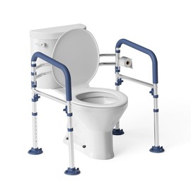 Loyoda Toilet Safety Rails for Seniors,Height-Adjustable Toilet Frame Width-Adjustable Toilet Handles Toilet Rail Provides Support for Seniors ， Pregnant ，Disabled