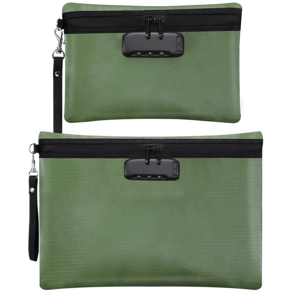 Nezyo Fireproof Safe Money Document Bag with Lock 2 Pcs