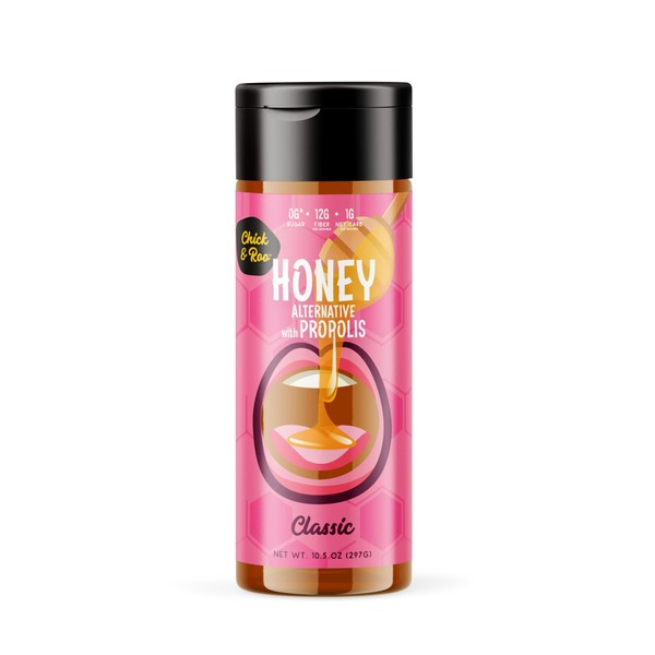 Chick & Roo Zero Sugar Honey Substitute – Classic Flavor: Naturally Enriched with Honey & Propolis, Sugar Free, Prebiotic Fiber, Low Carb, Non-GMO, Gluten-Free, (1 bottle, 10.5oz)