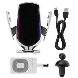 R1 10W Automatic Clamping Car Wireless Charger Silver(For IOS Interface Receiver)