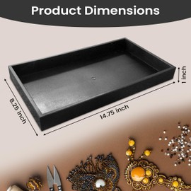 Novel Box Jewelry Display Tray Black Wood 8.25 x 14.75 x 1 Large Jewelry Tray with 50 Gem Jars Insert | Rectangular Display Trays for Collectibles | Rock Collection Tray | Gem Display Tray