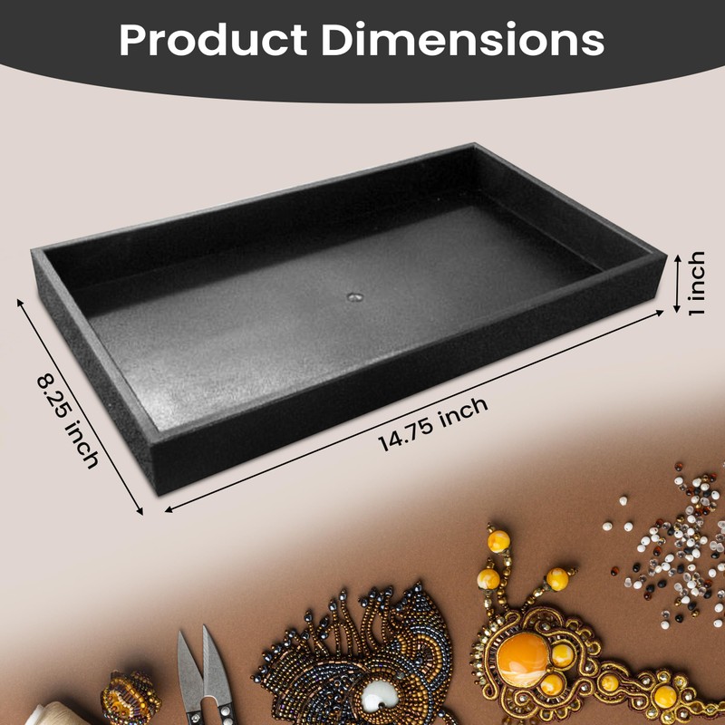 Novel Box Jewelry Display Tray Black Wood 8.25 x 14.75