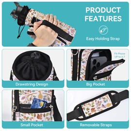 icolor Water Bottle Carrier Bag with Strap 25/32/40 oz Crossbody Bottle Holder with Phone Pocket Sling Sleeve Insulated Neoprene Water Bottle Pouch for Walking Travelling (Animals, 25oz)