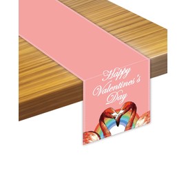 Valentine's Flamingo Velvet Fabric Table Runner, Happy Love Lover Valentines Day Tablecolth for Dining Home Decor