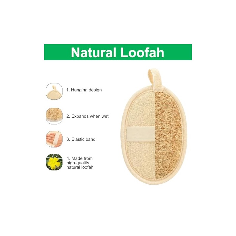Esponja de luffa natural exfoliante corporal (4 unidades), hecha de