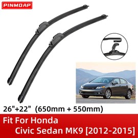 2 Wipers 26" 22" Front Wipers Replacement Fit for Honda Civic Sedan MK9 2012-2015, Windshield Wiper Blades Original Equipment Wiper Blade, That Meet OEM Quality Easy DIY Install Premium All-Season