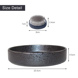 WANDIC Flower Arrangement Accessories Round Ikebana Ceramic Vases with 6cm Round Frog for Ikebana Flower Arrangement Home Decor Black Polka Dot