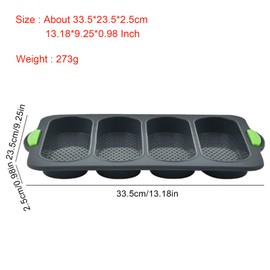 WBLD Molde de silicona para pan, 4 cavidades, antiadherente y resistente a altas temperaturas, para hornear pan francés, panecillos, baguette y tartas caseras