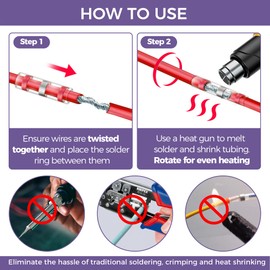 Gonat 100 Pcs Solder Seal Wire Connectors, Waterproof Insulated Heat Shrink Wire Connectors, Weatherproof Butt Splice Electrical Connectors, Wire Terminals for Automotive, Marine, and DIY Projects