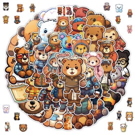 Pack of 100 Cartoon Little Bear Stickers, Cute Bears Stickers, Bear Sticker Set, Cute Decoration, Bear Doodling Stickers, for Car, Laptop, Skateboard, Suitcase, Bike, for Adults and Children