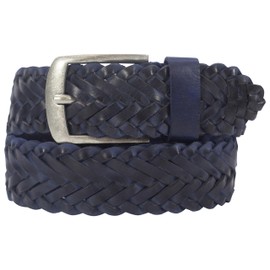 SCAMODA Braided belt made of 100% full leather for men and women, braided belt, width approx. 3.8 cm, blue