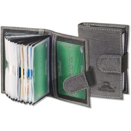 Woodland XXL credit card holder with space for a total of 18 credit cards made from soft, natural buffalo leather, charcoal, Credit card sleeve