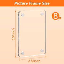 Dooiclear 8 Pack Acrylic Magnetic Picture Frame for Fridge, 2.36x3.54 Inch Polaroid Frame for Refrigerator, Clear Instax Photo Frames, Mini Picture Magnet Frames for Home, School, Office