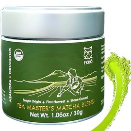 FKRO Tea Masters Organic Ceremonial Grade Matcha Té en polvo  1 cosecha seleccionada artesanalmente  Molido con piedra, flujo de aire mensual de...   