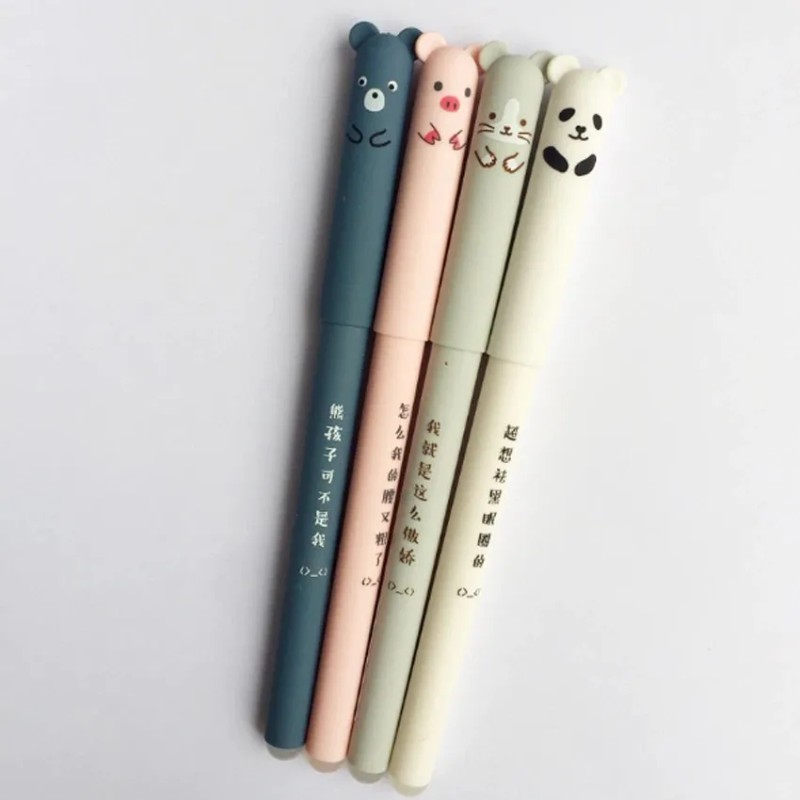 Set De 4 Lapiceros Borrables, Animales Kawaii + 4 Repuestos