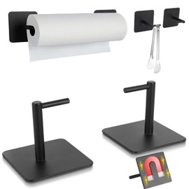 Paper Towel Holder Black Magnetic Mount Paper Tower Bar with Strong Magnetic Backing - for Kitchen,Refrigerator,Grill,Toolbox,Garage,Shop