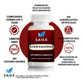 Raíz Ashwagandha De 120 Cáps Antiestres Suplemento Natural