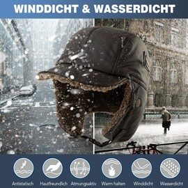 Comhats Warm Trapper Hat Men's Winter Hat Faux Leather Hat Unisex Aviator Hat Fur Hat, 99708_Coffee