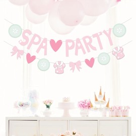 Spa Party Decorations Pink Happy Birthday Banner Spa Makeup Birthday Supplies for Girls Spa Day Makeup Party