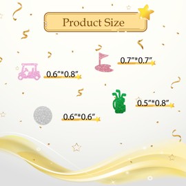 100pcs Golf Confetti, Pink Glitter Hole In One 1st Birthday Table Confetti, Golf Paper Cut Outs for Sport Themed Birthday/Baby Shower Party Table Decoration