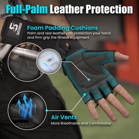 SATHIND Leather Workout Gloves for Men & Women – Anti-Slip Weightlifting, Gym, and Cycling Glove with StretchBack Mesh, Full Palm Protection Extra Grip for Fitness & Cross-Training Gloves (Brown, M)