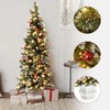 LuxenHome 5FT Potted Christmas Tree with Ornaments, Small Flocked Artificial