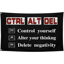 NASIAN Ctrl Alt Del Motivational Flag 3x5 Ft Fitness Inspirational Motivational Flags for Room Guys Cool Flag for Home Gym College Dorm Man Cave Flag Motivational Wall Decor Poster Banner