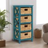 eHemco 4 Tier X-Side End Storage Cabinet with 4 Wicker