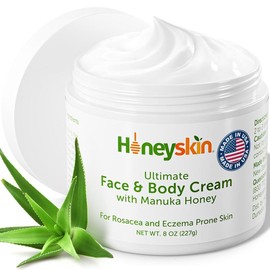 Honeyskin Hydrating Face Moisturizer & Body Cream with Manuka Honey - Organic Face Moisturizer & Body Lotion for Dry & Itchy Skin, Rosacea & Eczema Prone Skin Moisture Skincare Aloe Blend - scent: Original, size: 2 Ounce (Pack of 1)