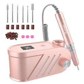 Enniewi Nail Cutter, 35000 U/M Professional Nail Cutter for Gel Nails and Acrylic Nails, Manicure Pedicure Set, Bit Lock Design, with 35 Adjustable Speeds and LED Display, Rose