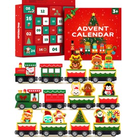 Toddler Advent Calendar 2025-24 Days Magnetic Wooden Animal Train Set Christmas Advent Calendar 2025 for Kids, Countdown Calendar Gifts Montessori Train Stocking Stuffer for Toddlers, Boys and Girls