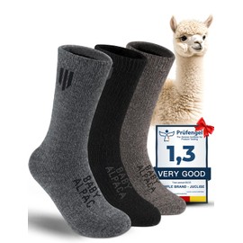 Juclise Men's Thermal Alpaca Crew Socks, Thick Winter Socks (US, Alpha, Medium, Regular, Regular, Black+Dark Camel+Dark Gray)