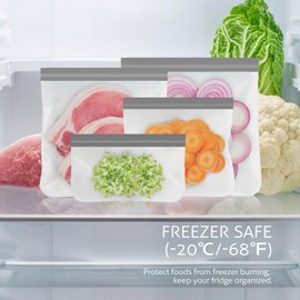 Reusable Storage Bags, 10 Pack Dishwasher Safe Silicone Food Storage Bags with 3 Sizes for Marinate Meats, Sandwich, Snack, Cereal (grey)