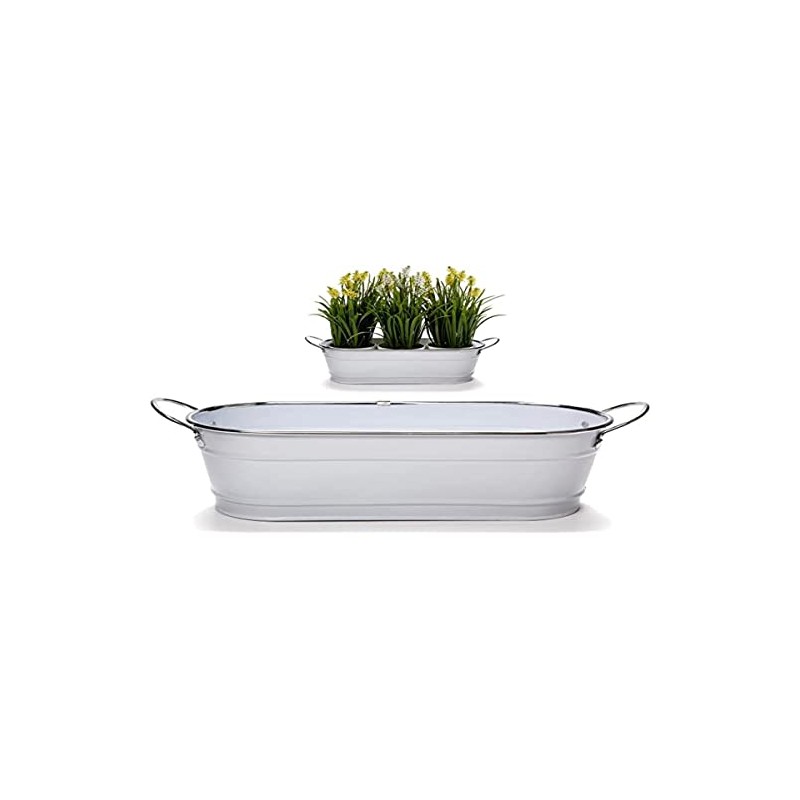 Ibergarden S3605592 Planter, White/Silver