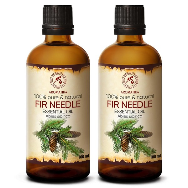 Fir Needle Oil 6.8 Fl Oz (Set 2 * 100ml) - Abies Sibirica - 100% Pure & Natural - Good for Sauna - Body Care - Wellness - Beauty - Massage - Aromadiffuser - Room Fragrance - Fir Essential Oils