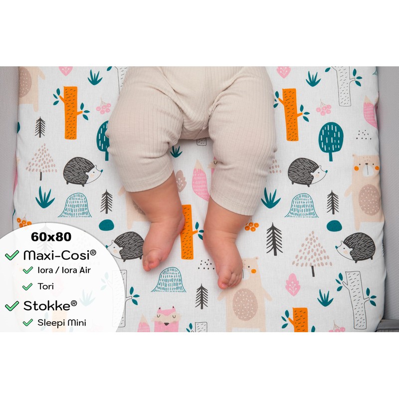 Lovely Hippo 2 x Fitted Sheets 100% Cotton – Compatible
