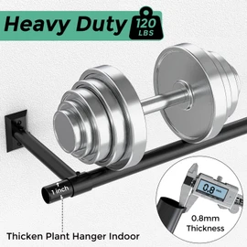 Mogaath Hanging Planters for Indoor Plants, 32 Inch Heavy Duty Plant Hanger Indoor, 1 Inch Diameter Metal Rod, Hanging Plant Holder for Window Wall, Matte Black, Square Flange Base, Pot Not Included