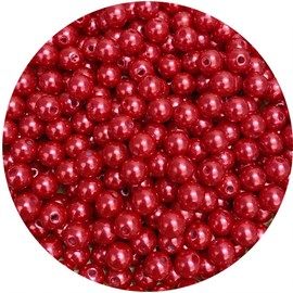 Pearl Beads, 300 Pcs Craft Pearls 8mm Round Spacer Beads for Earring Bracelet Necklace Key Chains Jewelry DIY Craft Making, Decoration and Vase Filler (8mm, Red)