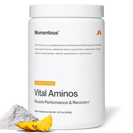 Momentous- Suplemento Vital Aminos en Polvo BCAA y EAA, Punzón Tropical Certificado NSF, Sin OGM, Sin Gluten                                          